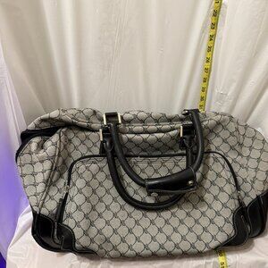 Ralph Lauren RL Monogram Rolling Duffle Bag Luggage Gray Black Travel
